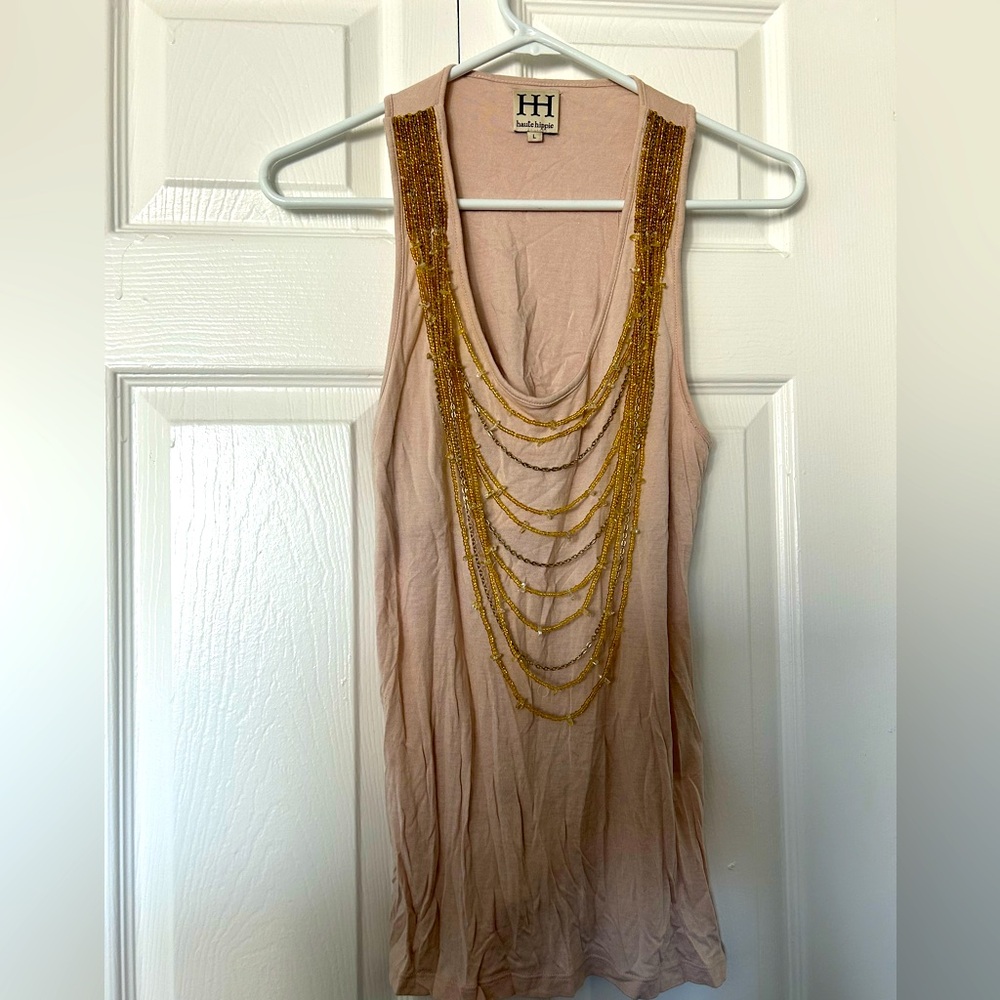 Haute Hippie beaded racer back top
